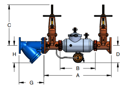 Conbraco 4ALF-20A-02 with Wye Strainer dimensional drawing