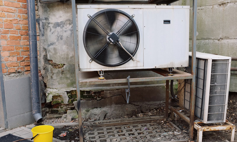 AC unit raised above the ground