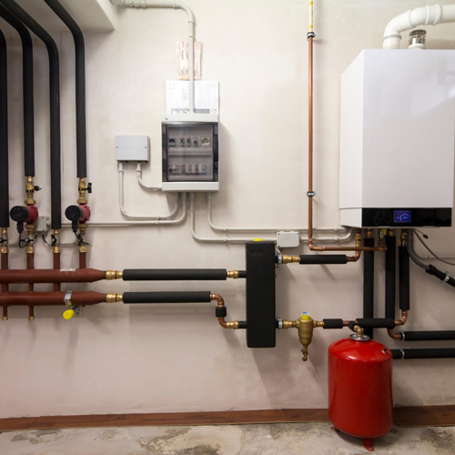 boiler installed in a boiler room