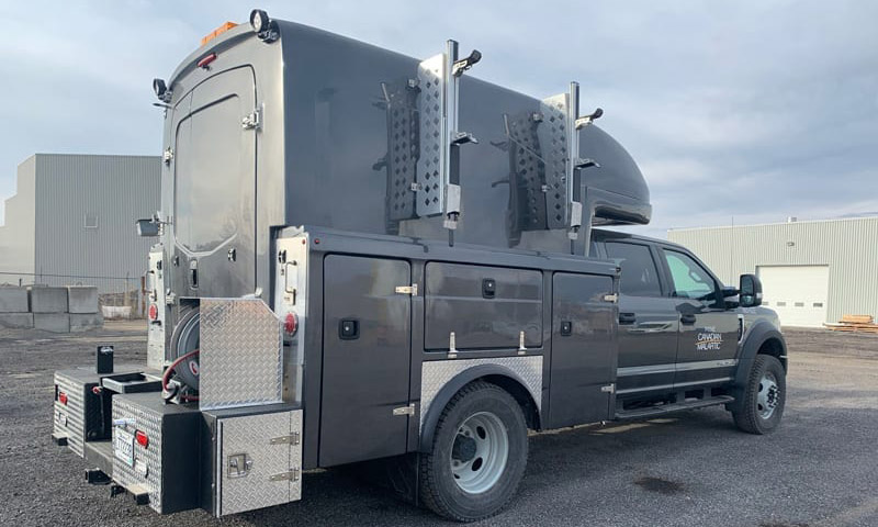 enclosed gray service truck