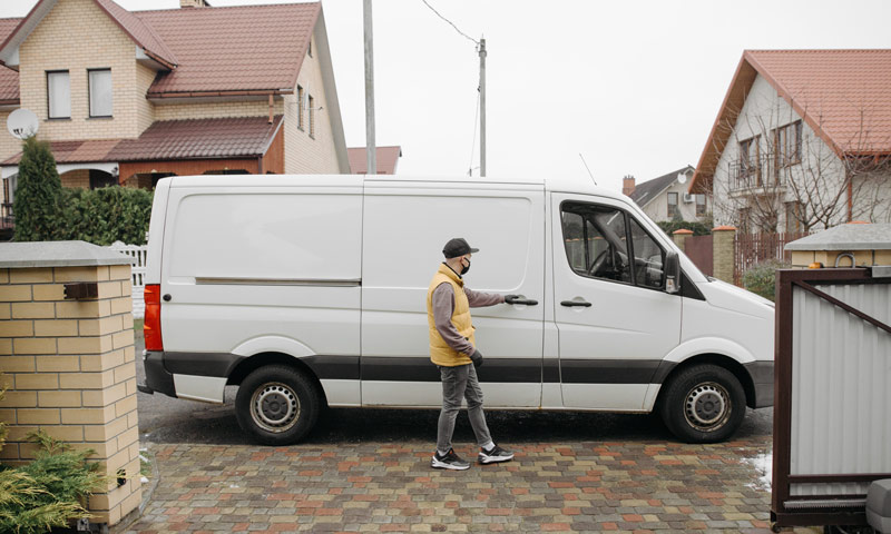 man opening a service van