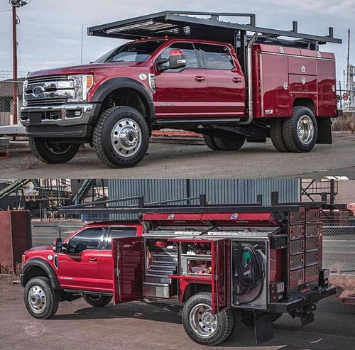 luxurious red service truck