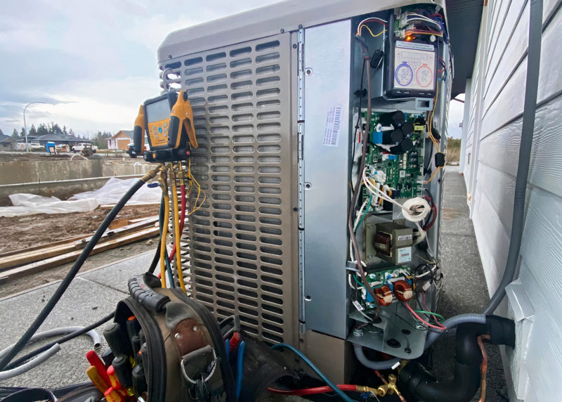 HVAC unit undergoing maintenance