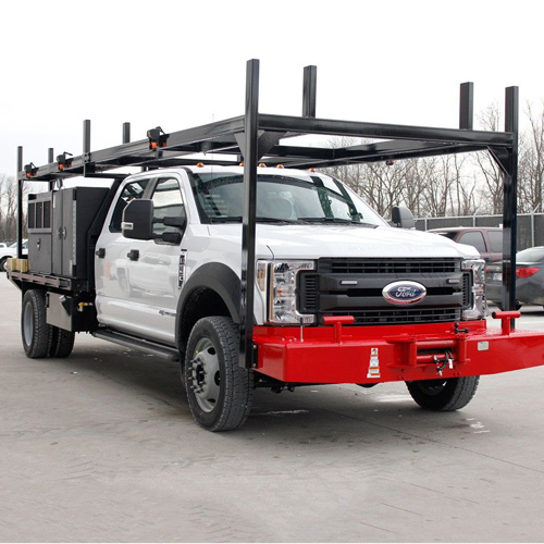 service truck with extended truck rack