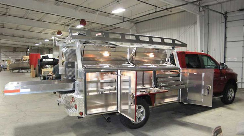 service truck with storage lighting