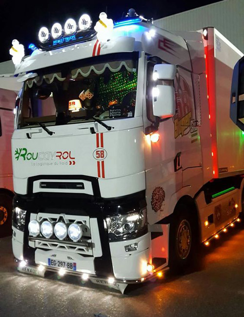 white service truck with external lighting