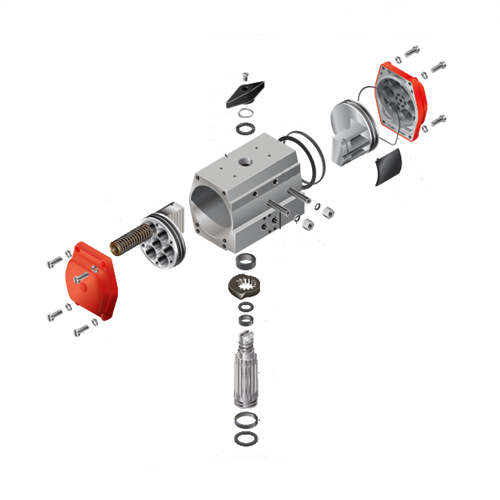 Bray Valves Series 92/93 Pneumatic Actuator Parts in Exploded View