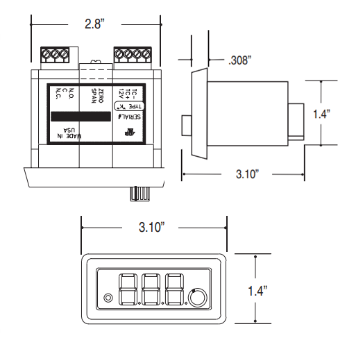 Antunes 8051320010 Temperature Controller with Display Dimensions