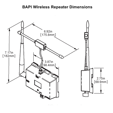 BAPI Wireless Repeater Dimensions