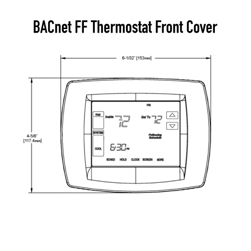 Honeywell BACnet FF thermostat Front Cover Dimensions