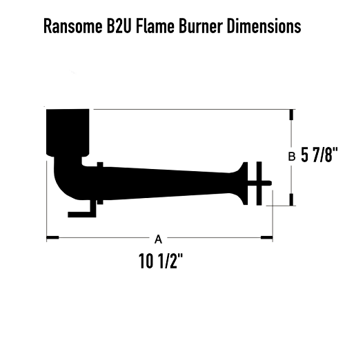 Ransom B2U Torch-Type Upshot Flame Burner Dimensions