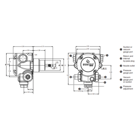 Suntec J4NBA10008M Waste Oil Pump Dimension