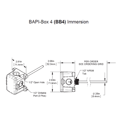 BAPI Immersion Probe Temperature Sensors 