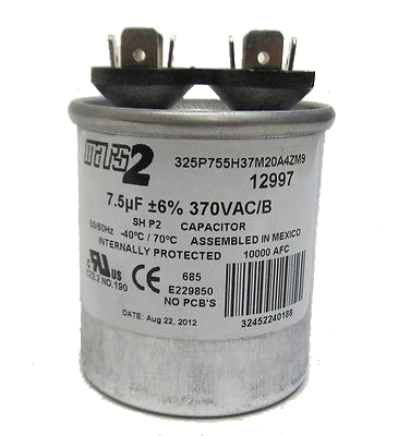 Mars 12997 Single Round Run Capacitor 75 MFD 370V