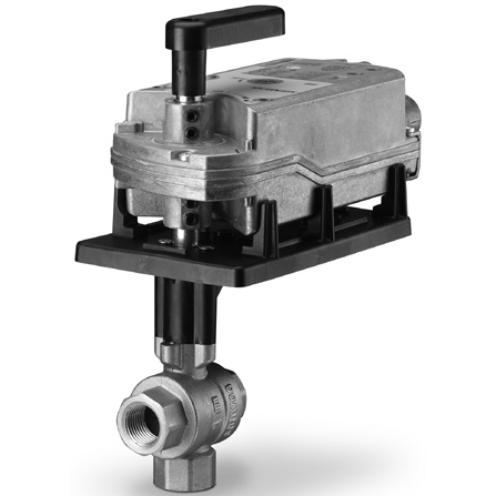 Siemens Building Technology 171F-10358 Three-Way Ball Valve Assembly 3/4" 6.3Cv 200 PSI Valve Body Normally Open with Spring Return Actuator