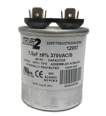 Mars 12997 Single Round Run Capacitor 75 MFD 370V