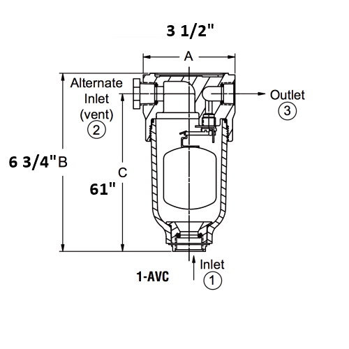 Armstrong Model 1-AVC 1/2 x 1/2 inch Air Vent Parts Dimension Reference